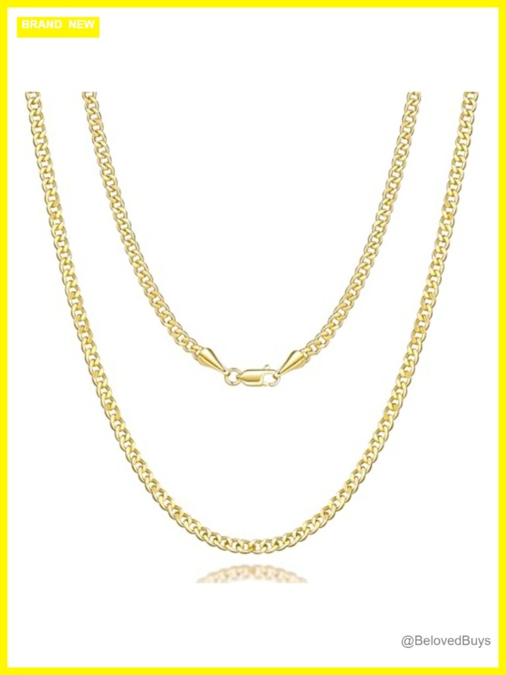 14k Gold Cuban Link Chain Necklace 3mm 20in Lobster Clasp